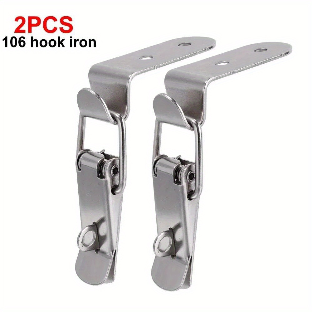 4/2pcs Duck-mouth Hook Wooden Box Hasps Clamp Silver Metal Spring Catch Clasp Loaded Draw Toggle Clamp Hasps