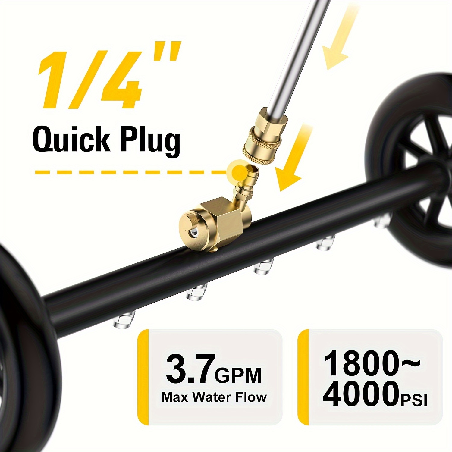2 in 1 7 nozzle high pressure surface cleaner high pressure washer water gun 22 inch mobile cleaner floor washing car bottom multi broom 1 4 inch quick connection 4000psi water pressure 1800psi 4000psi with three stainless steel extension rods two straight rods one 45 bent rod two 360 moving wheels details 7