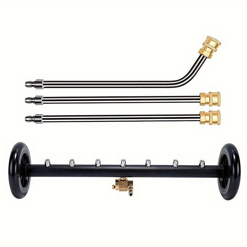 2 in 1 7 nozzle high pressure surface cleaner high pressure washer water gun 22 inch mobile cleaner floor washing car bottom multi broom 1 4 inch quick connection 4000psi water pressure 1800psi 4000psi with three stainless steel extension rods two straight rods one 45 bent rod two 360 moving wheels details 0
