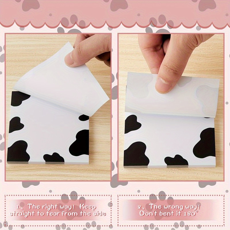 

50-pack Cow Print Sticky Notes - 3.2" Self-adhesive Memo Pads For Reminders, Studying, Office & Home School Supplies