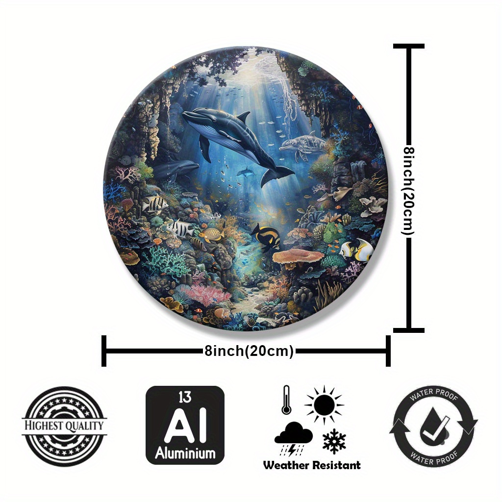 Underwater Symphony Aluminum Wall Art - Elegant Ocean Life Decor For ...