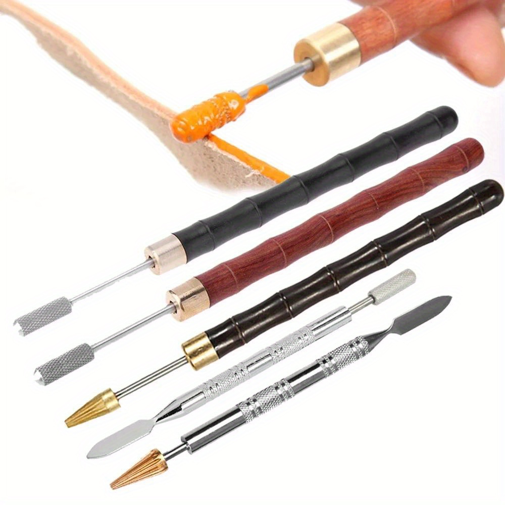 

Stainless Steel Leather Edge Treatment Roller Pen With Sandalwood Handle - Diy Leathercraft Oil Pen Tool For Smooth Finishing And Detailing