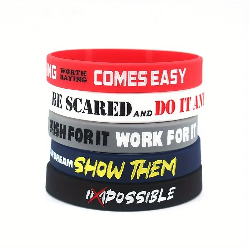 E-shop 5er-Pack Silikonarmbänder, Silikonarmbänder für Männer, Frauen und Teenager, Motivierende Silikonbänder