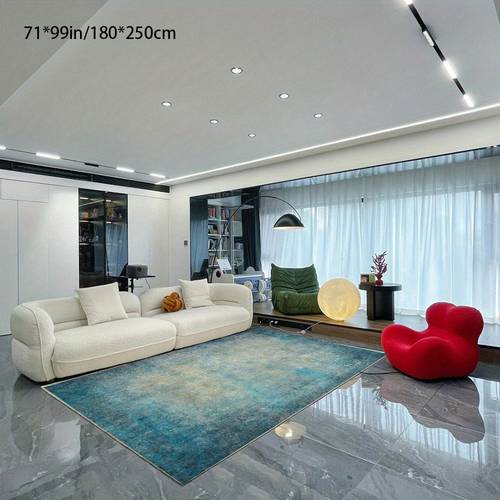 Smudged Blue Earth Blanket Decorative Living Room Soft Carpet, Machine Washable Non-slip Carpet, Hotel Cafe Shop Carpet