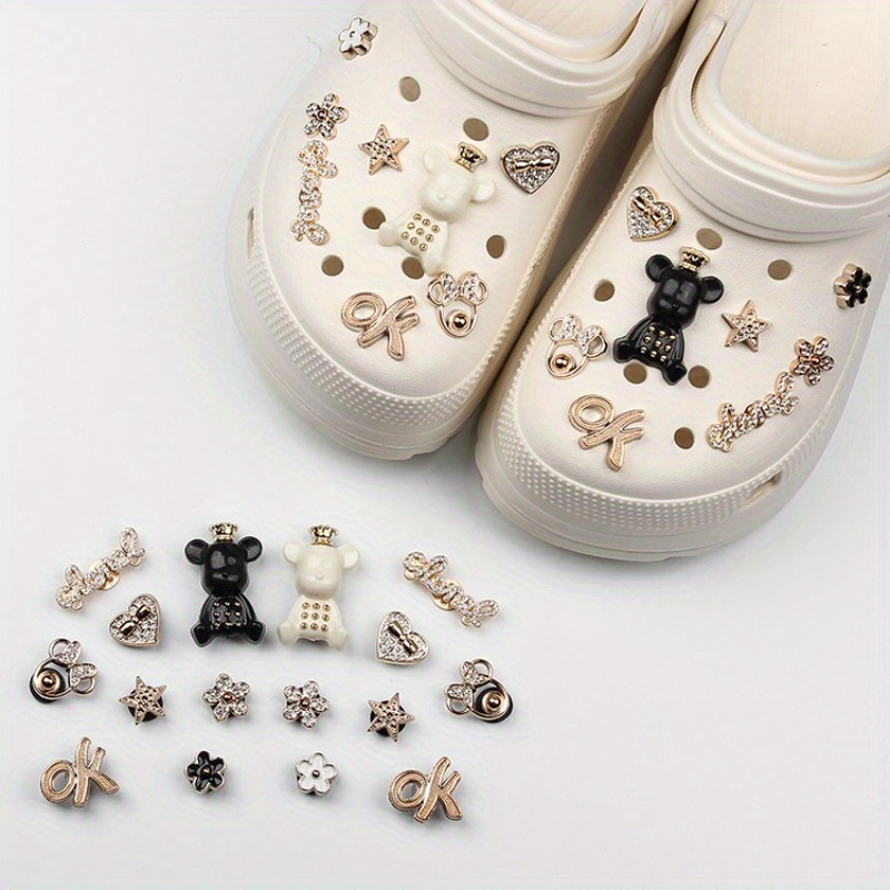 

16pcs/set Crown Bear Shoe Charms For Crocs, Three-dimensional Diy Accessories, Removable Shoe Buckle Accessories