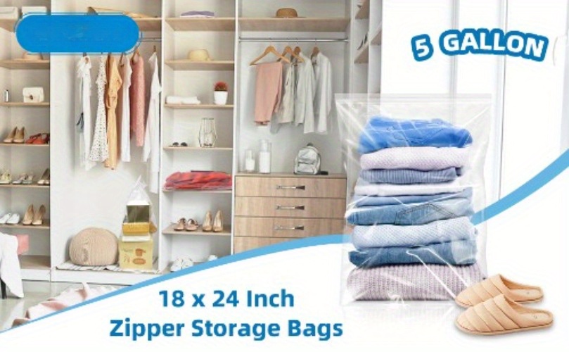 6 12pcslarge 5 gallon plastic zipper storage bags 18x24 inches clear reclosable storage bags extra thick sealable reusable zipper bags for storage food prep moving bpa free plastic bags for clothes   details 9