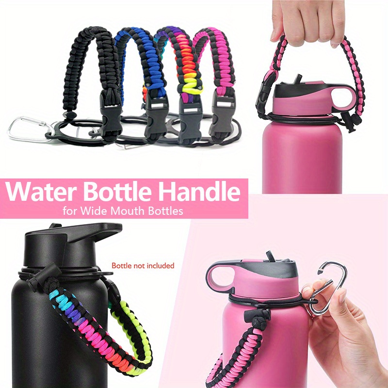 

1pc Paracord Water Bottle Handle Carrier, Umbrella Rope Sleeve For Outdoor Activities, To 64oz Wide Mouth Bottles, Easy Carry For Hiking & Camping, With Carabiner Clip