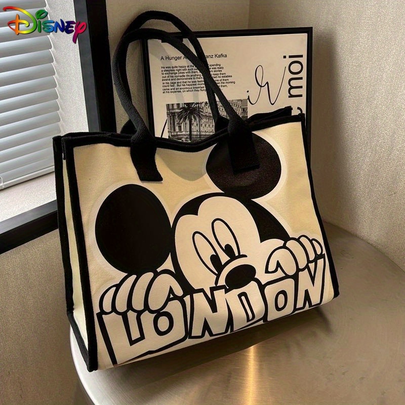 

Disney Licensed Mickey Mouse Canvas Tote Bag, Fashionable Large Capacity Women's Commuter Design, Trendy Shoulder Bag With Durable Canvas Material