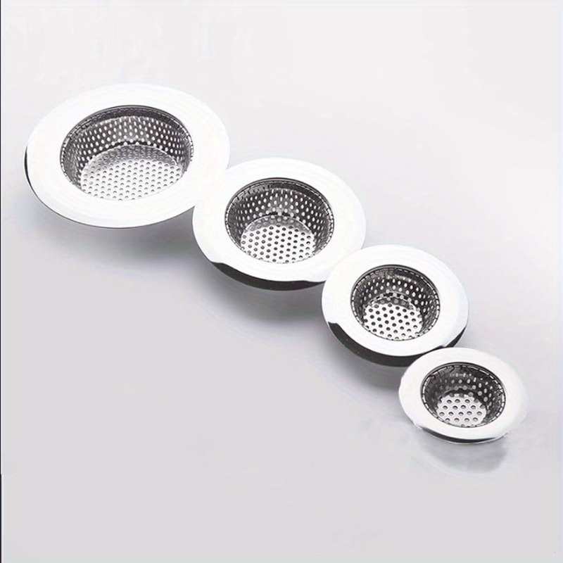 

4pcs Shower Drain Hair Catcher Set, Stainless Steel Bathtub Drain Covers, Sink Tub Drain Stoppers, Kitchen & Bathroom Sink Filters, Round Hole Design, 304 Stainless Steel, Exquisite Edge-wrapping