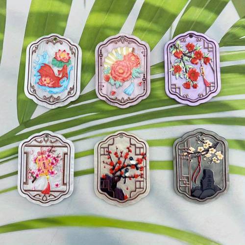 2pcs Acrylic Relief Flower Pendant for DIY Keychain Earrings Accessories - Sansheng Stone Design, No Power Supply Needed