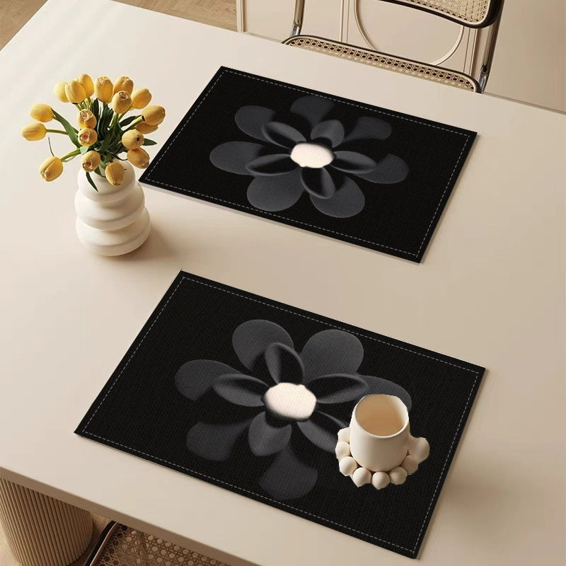 

2pcs Placemats, Creative Fashion Oil Stain Resistant Dirty Placemat, Black Minimalist Style Household Kitchen Cleaning Supplies, For Home Dinning Room And Restaurant, Kitchen Supplies