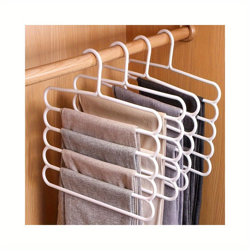 

1/5pcs 5-tier Pants Hanger, Foldable Non-slip Clothes Rack For Ties, Pants, Scarves, Household Space Saving Organizer For Closet, Wardrobe, Home, Dorm, Bedroom