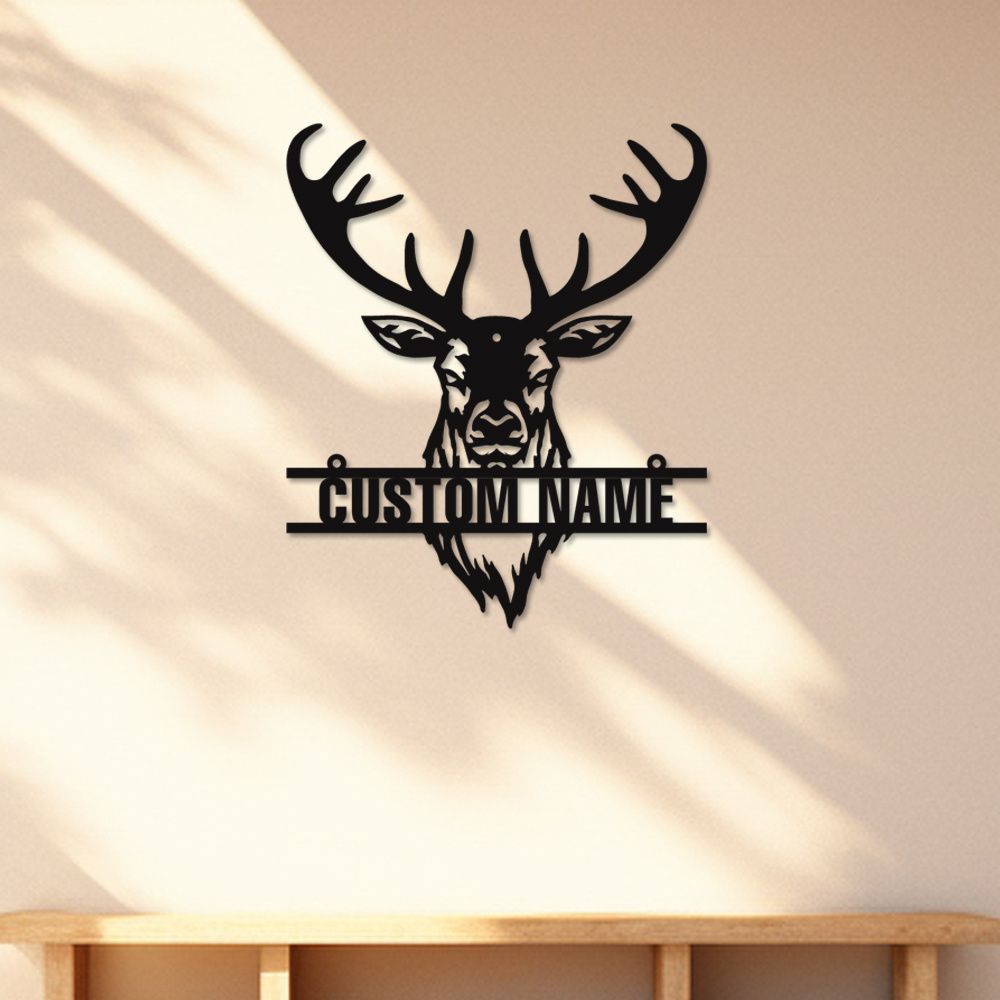 

1pc, Custom Elk Head Pattern Decorative Metal Art Signage, Museum Home Study Restaurant Decorative Signage Wall Art