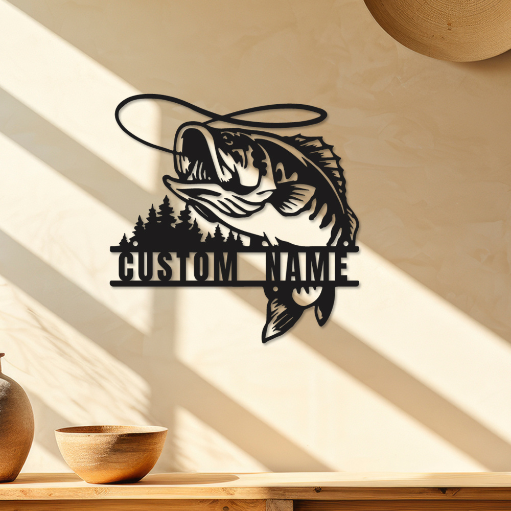 

1pc Custom Fishing Pattern Decorative Metal Art Signage Museum Restaurant Decorative Signage Wall Art