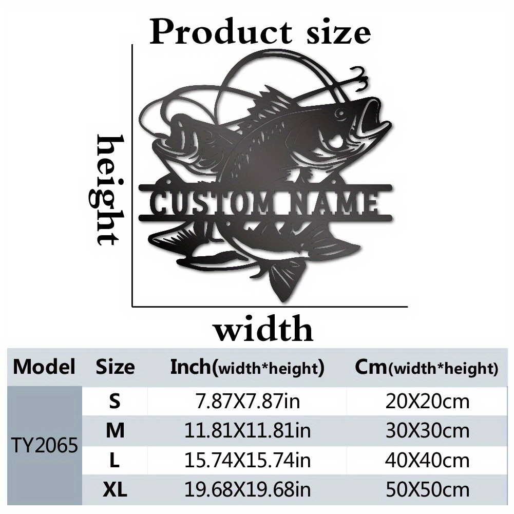 TEMU 1pc Custom Fishing Pattern Decorative Metal Wall Art - Iron, Art , Multipurpose Room Decor, No Electricity Needed, Wall Hanging, Living Room
