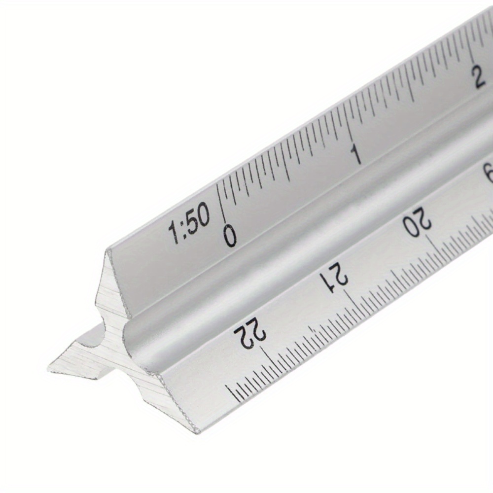 

Precision Aluminum Alloy Triangular Ruler - Durable, Multi-scale Metal Measuring Tool For Drafting & Engineering