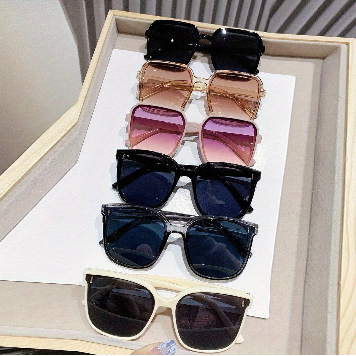 

6pcs Retro Square Frame Sunglasses For Men And Women Plastic Fashion Classic Decorative Outdoor Travel Beach Vacation