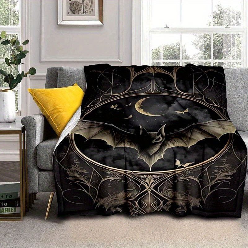 

Polyester Flannel Throw Blanket - 100% Polyester Soft Warm Digital Print Fleece For Sofa, Bed, Travel, Camping, Office, Couch - Lightweight Durable Bat Design Blanket For Indoor & Outdoor Use