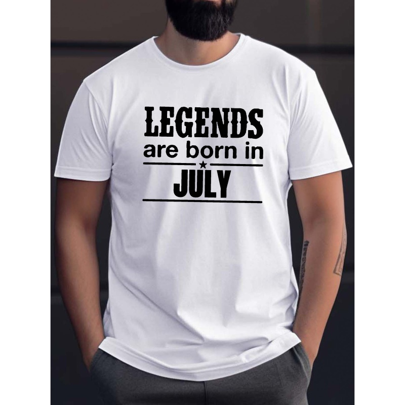 

July Legends Print Tee Shirt, Tees For Men, Casual Short Sleeve T-shirt For Summer