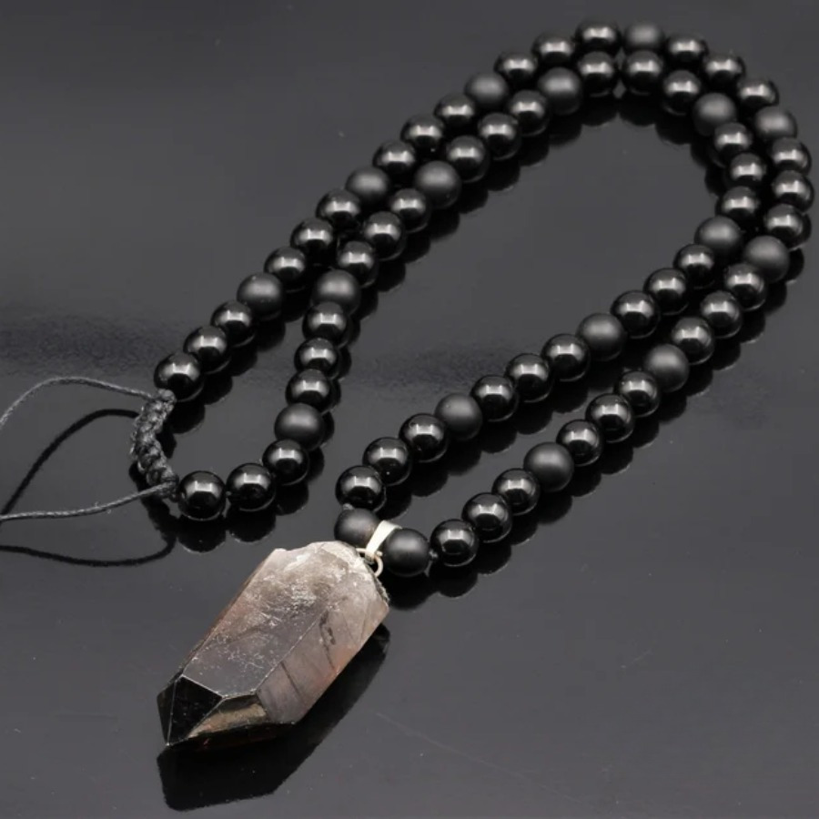 

Raw Smoky Quartz Pendant Natural Black Onyx Gemstone Protection Stone Necklace Black Men's Necklace Gift For Him Unisex Necklace