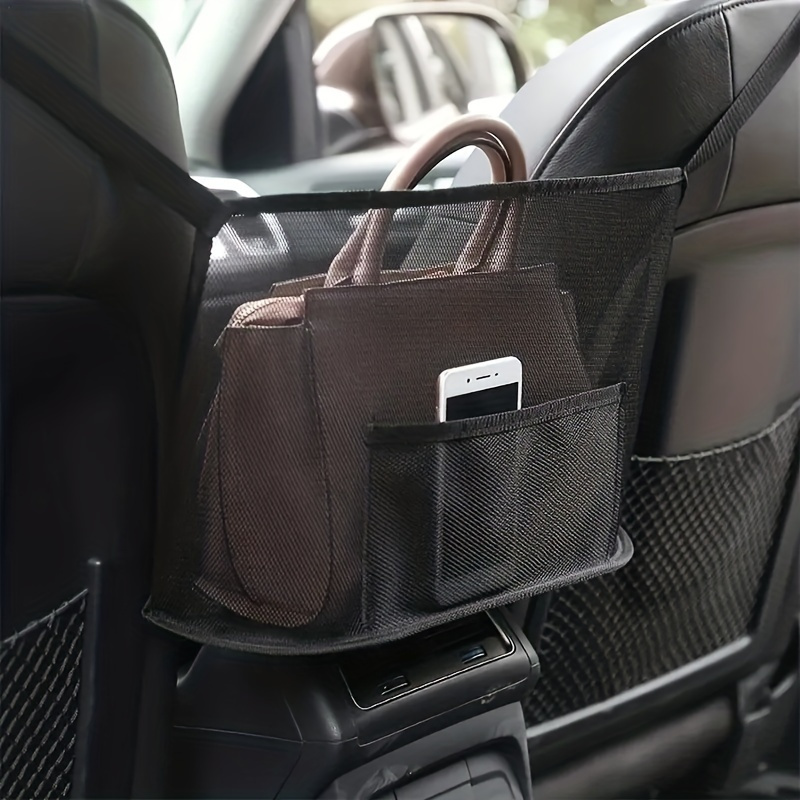 

1pc Multi-pocket Car Seat Organizer, Large Capacity Backseat Storage Bag, Mesh Handbag Holder, Vehicle Interior Accessories, Pet Barrier, Adjustable Straps, For Purse, Phone, Travel Essentials
