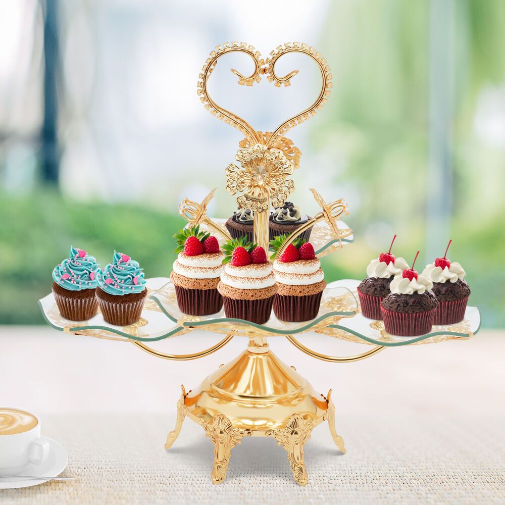 

Gold Cake Display Stand Desserts Cupcakes Tower Holder Candy Fruits Serving Tray