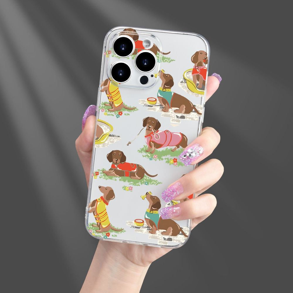 

Tpu Clear Dog Pattern Phone Case For 15/14/13/12/11 Series - Durable Transparent Cover Bundle With Cute Canine Design For All Models