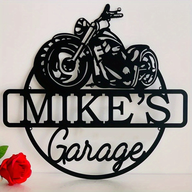 

Custom Motorcycle Garage Sign - Personalized Metal Wall Art For Man Cave, Housewarming & Father's Day Gift