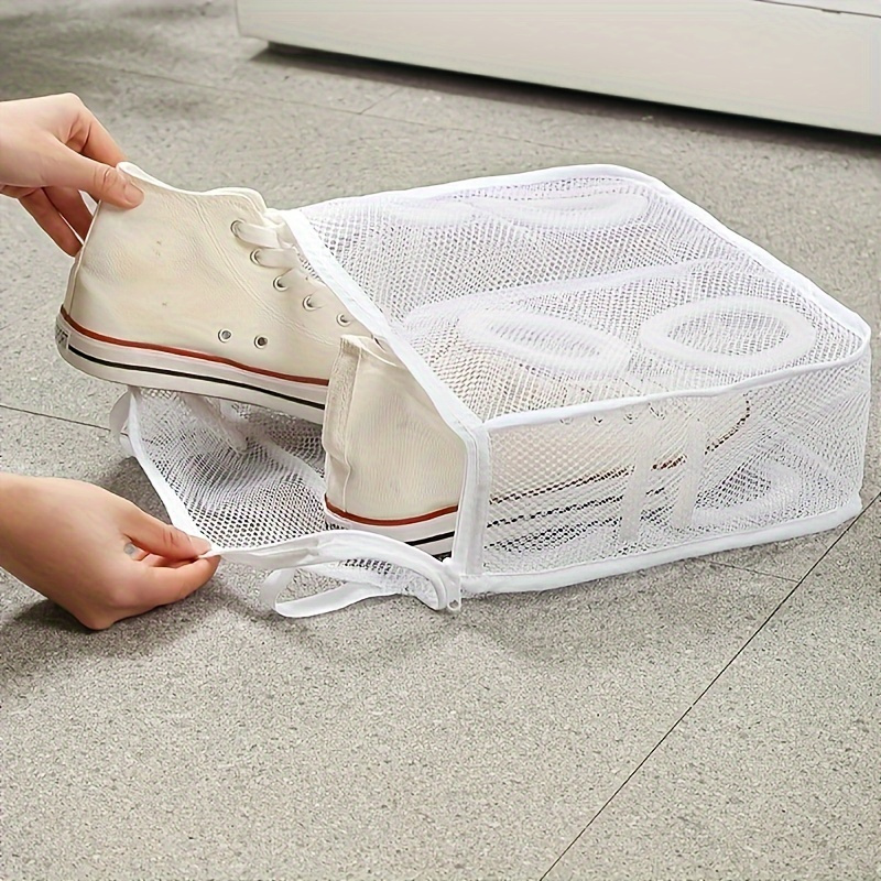 

compact Design" Versatile Shoe Wash & Storage Bag - Portable Mesh Laundry Organizer With Zipper, Fits 11" & 14" Shoes