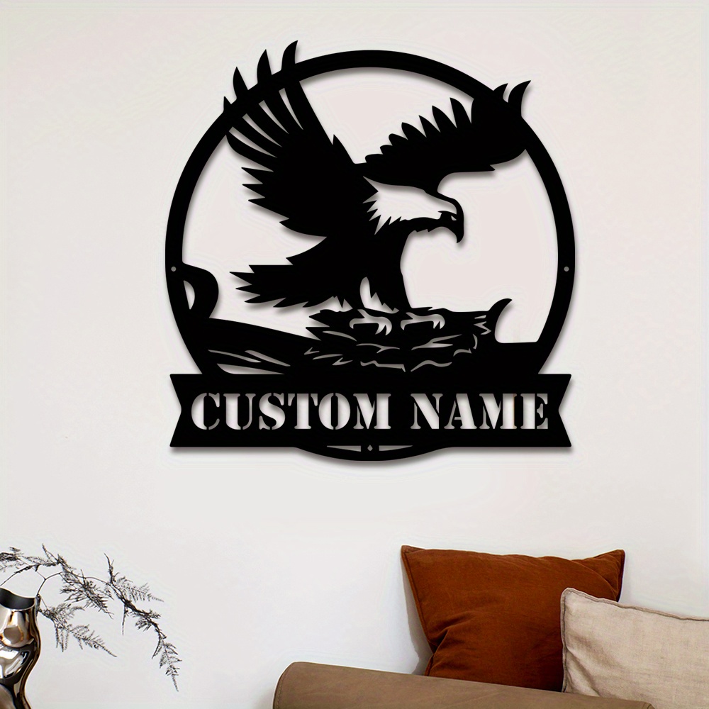 

Custom Eagle Metal Wall Art - Iron Decorative Hanging Sign For Indoor & Outdoor Spaces, Perfect For Living Rooms, Home Offices, And Balconies