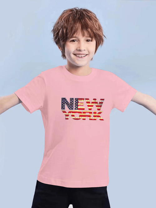 NEW YORK Print Boy's Casual T-shirt, Short Sleeve Comfy Tee Tops, Summer Spring Sports Clothing