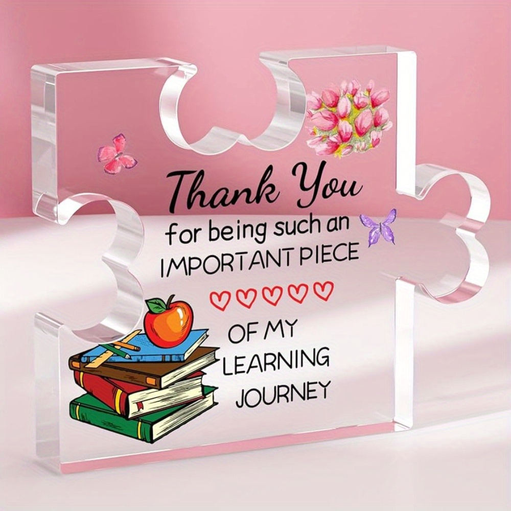 

Cherished Teacher Appreciation Acrylic Puzzle Plaque - Perfect Desk Decor & Gift For Women, Ideal For Teacher's Day, Mother's Day, Birthdays & Retirement