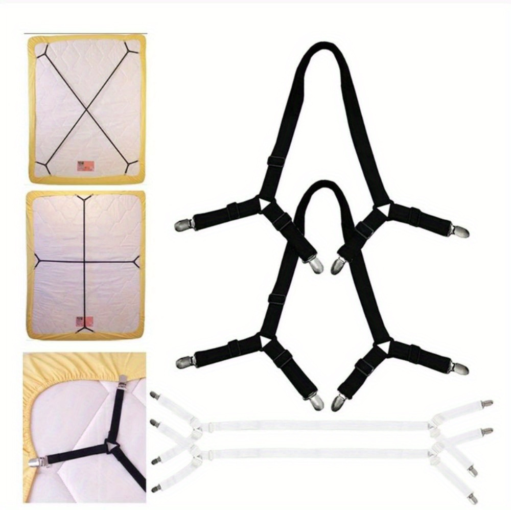 adjustable 12 clip bed sheet holder non slip elastic fasteners   nylon machine washable secure bedding grippers details 0