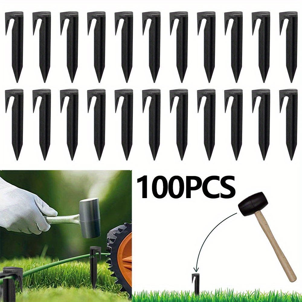 

100pcs 8.5cm Garden Lawn Mower Line Outdoor Camping Ground Nails, Ground Anchor Ground Nails Laying Cable Fixing Pins, Robot Lawn Mower Accessories