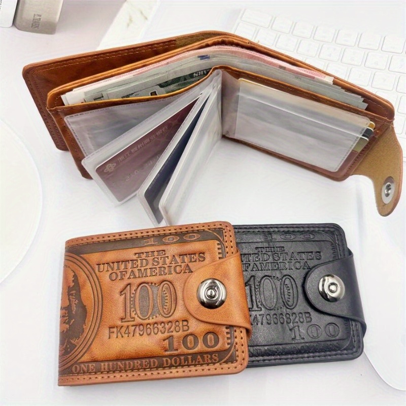 

1pc Men's Wallet With Magnetic Clasp, Men's Short Wallet, Pu Leather Coin Purse, Bifold Wallet