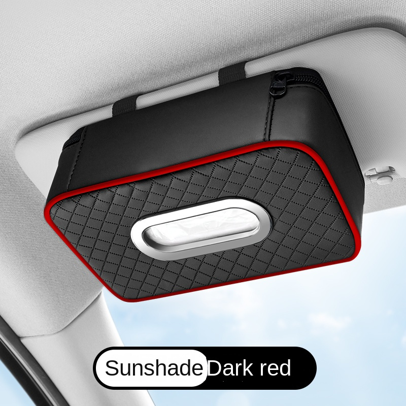 TEMU Universal Car Sun Visor Tissue Holder Luxury Tissue Hard Box Pu Leather Rear Row Headrest Napkin Holder Universal Car Organizer