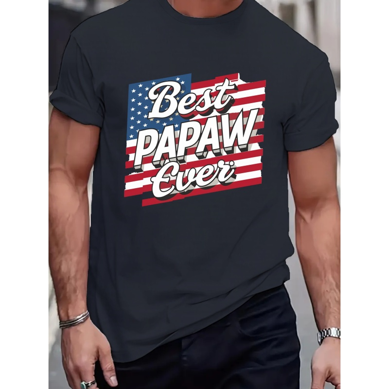 

Best Papaw Ever Print Tee Shirt, Tees For Men, Casual Short Sleeve T-shirt For Summer
