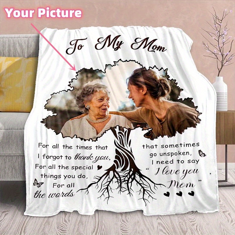 

Picture Customized Letter Blanket For Mom Day Holiday Birthday Gift Soft Nap Blanket