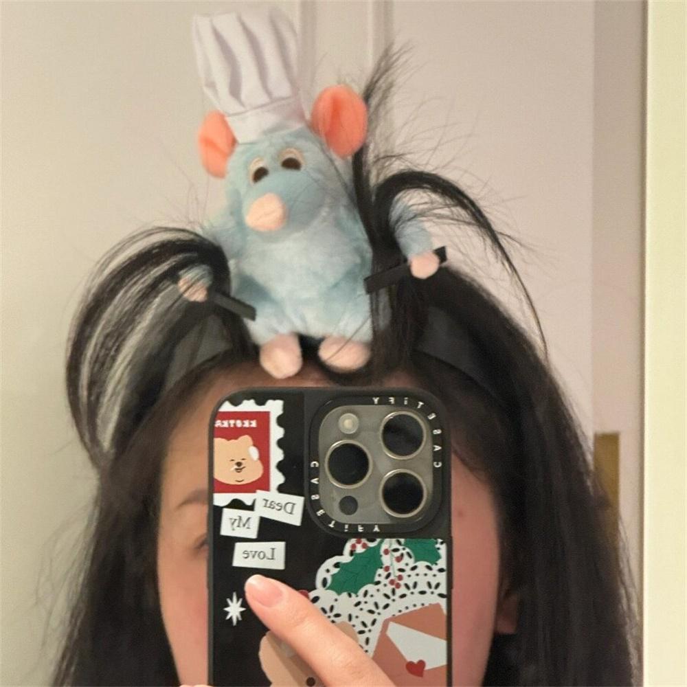 

Cute 3d Cartoon Mouse Hairband For Women - Funny Doll Scrunchie, Polyester Blend, Colorful Accessory Gift