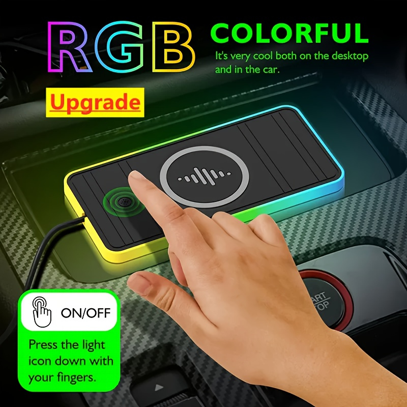 

Car Wireless Charger Adjust Rgb Lights Non-slip Wireless Charging Station For 15 14 13 12, For Samsung, , Xiaomi, Car Fast Phone Charging