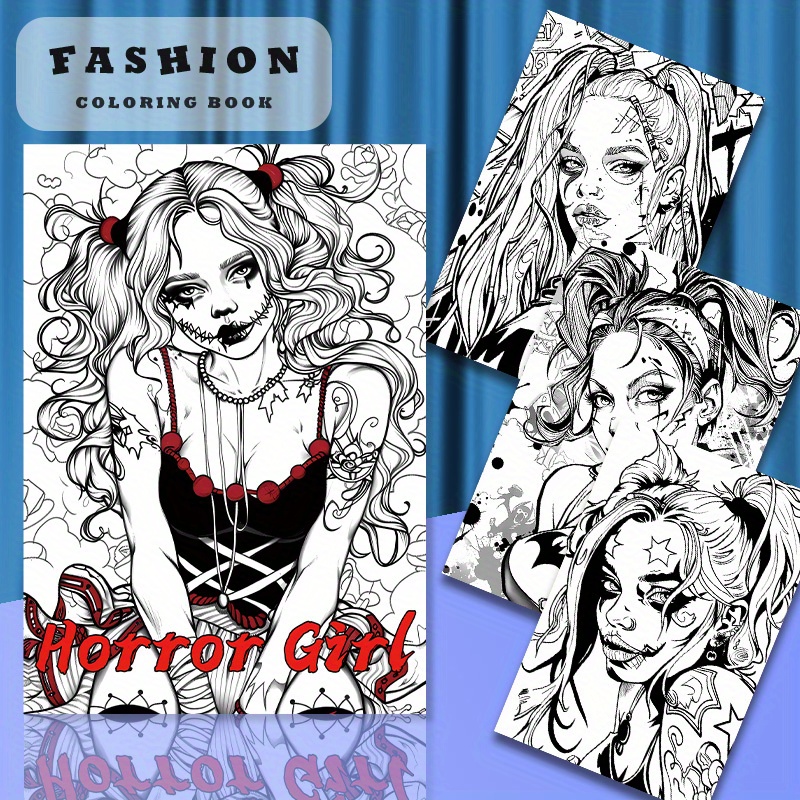 

Upgraded Horror Girl Fashion Coloring Book For Adults - 22 Thick Pages, Loose Sheets Sketch Pad, Perfect For Birthday And Party Gifts