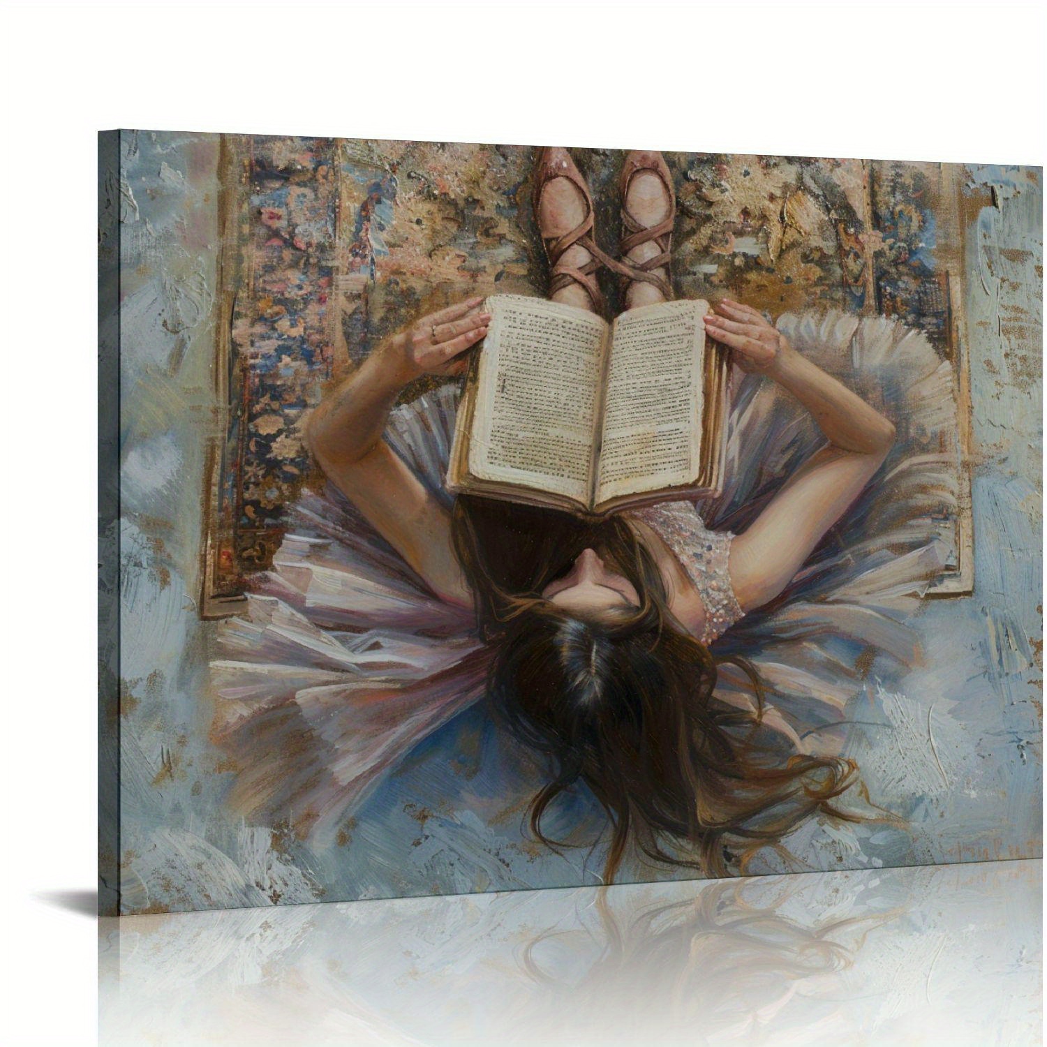 Abstract Oil painting Woman store with a book decor