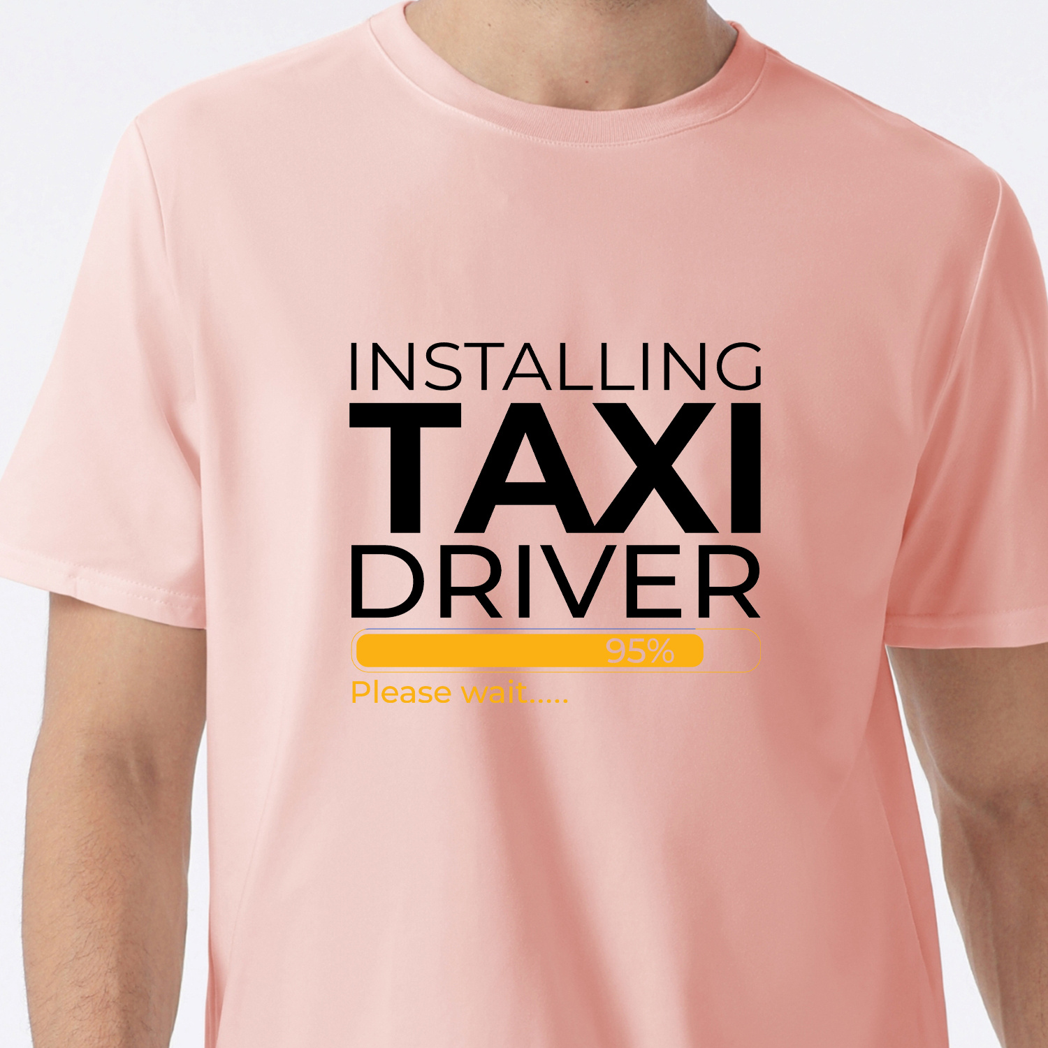 

Taxi Driver Print, Men's Round Crew Neck Short Sleeve, Simple Style Tee Fashion Regular Fit T-shirt, Casual Comfy Breathable Top For Spring Summer Holiday Leisure Vacation Men's Clothing As Gift