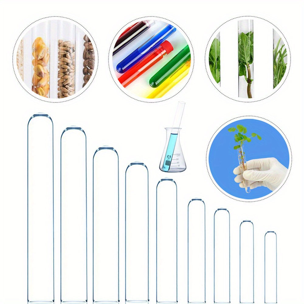 

5 Pcs Borosilicate Glass Round Bottom Test Tubes - Clear Glass For Scientific Experiments, Decorations, Plant Propagation & Holiday Gifts