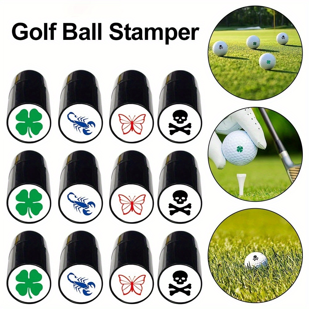 TEMU Quick-dry Golf Ball Marker Stamp - Durable Abs, Waterproof, Designs For Gear & Easy Identification