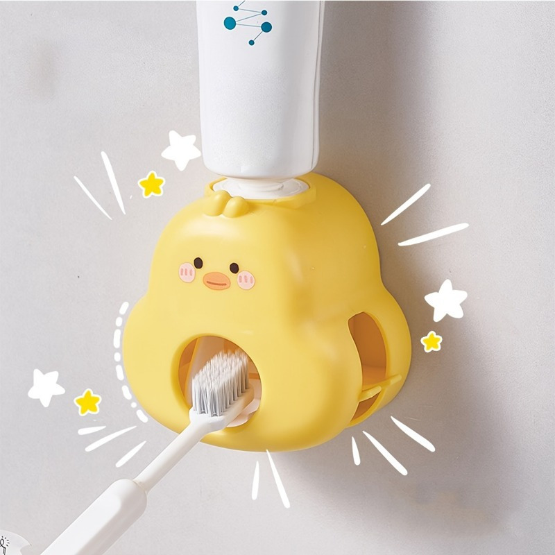 

Cute Duck-shaped Wall-mounted Automatic Toothpaste Dispenser, Plastic Toothbrush Holder, No Electricity Needed, Bathroom Hygiene Accessory , Christmas Decorations