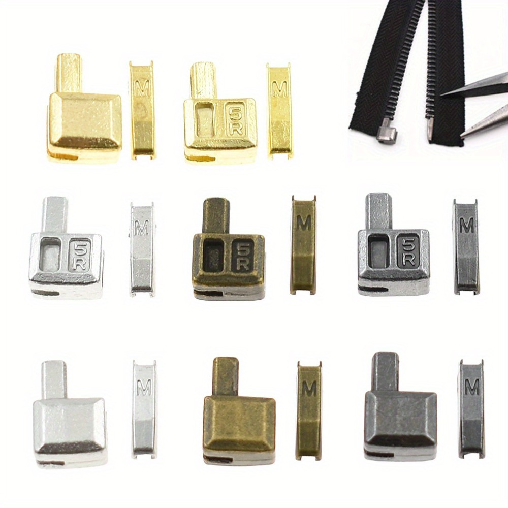 

10 Pairs 5# Square Pin Zipper Sliders - Black, Golden, Bronze - Heavy Duty Zipper Replacement For Clothing, Jackets, Luggage