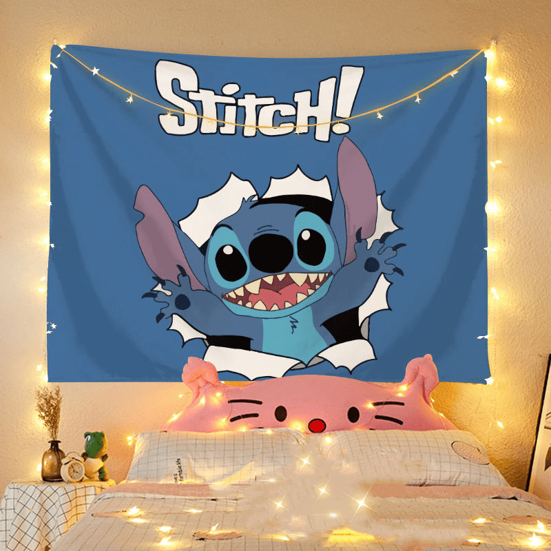 

Stitch-themed Wall Tapestry - Funny Cartoon Decor For Living Room & Bedroom, Removable Kawaii Design, Perfect Birthday Or Christmas Gift Whimsical Decor Whimsical Home Decor