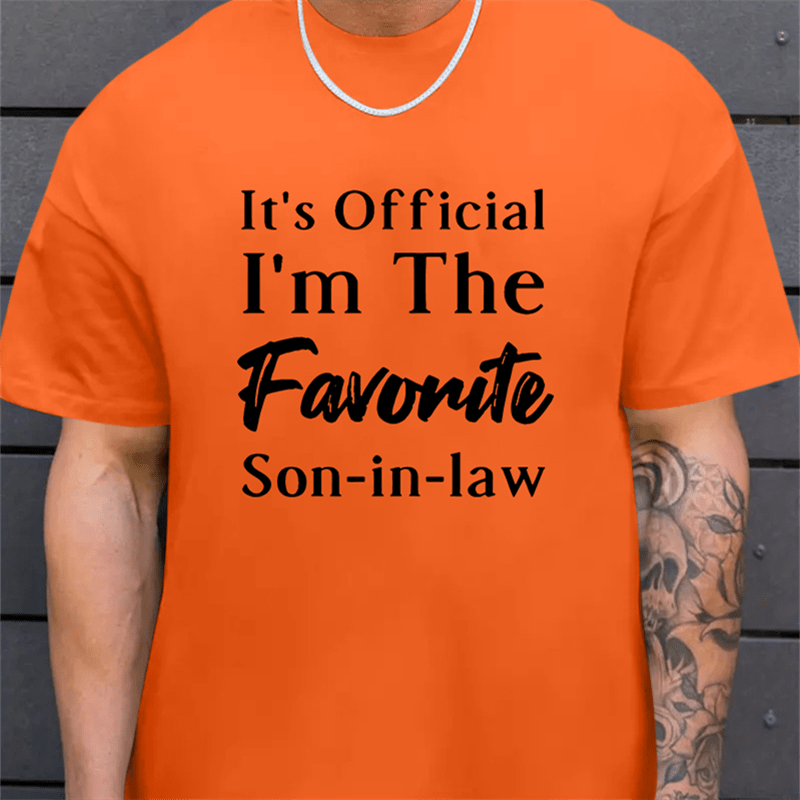 

Plus Size Men's Son-in-law Print T-shirt, Casual Fashion Tee, Street Style Short Sleeve Crew Neck Shirt