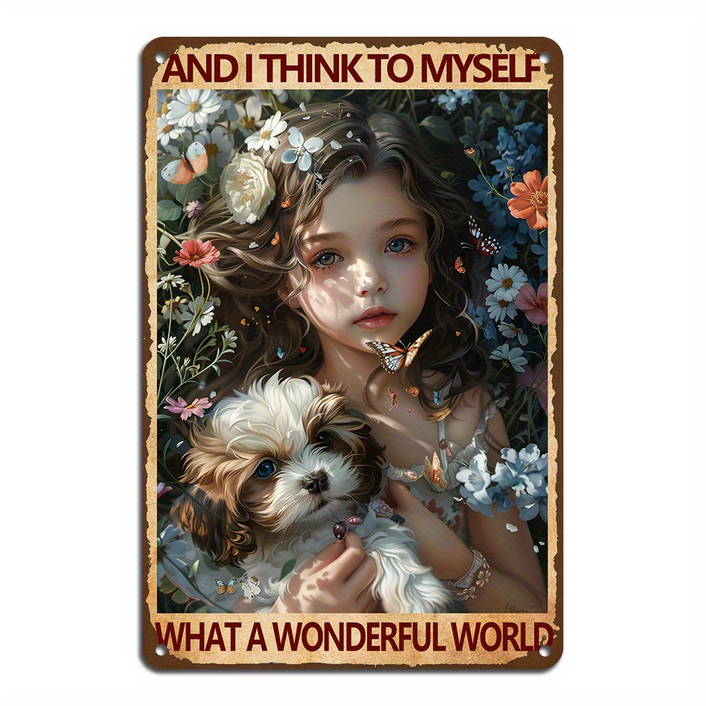 

1pc 8x12inch/20x30cm And I To What A Wonderful Tin Sign, Vintage Metal Sign, Wall Hanging Plaque For Garden Decor